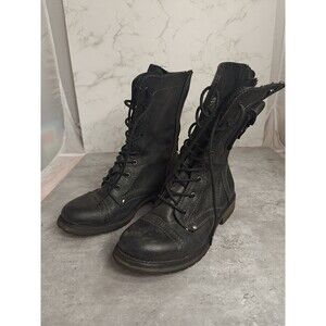 Roxy Women Size 8 Seattle IV Combat Boot Black Zip Up Low Heel Faux Leather